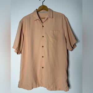 Tommy Bahama Peach Short Sleeve 100% Silk Shirt
